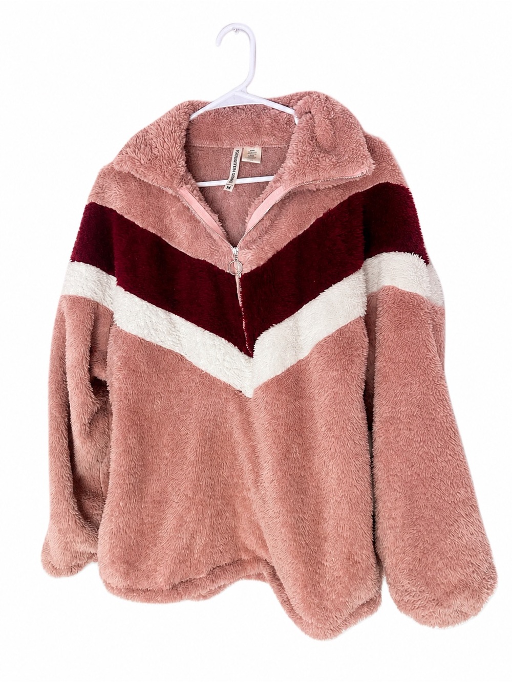 Forgotten Grace Pink Sherpa Fleece Pullover Quarter Zip